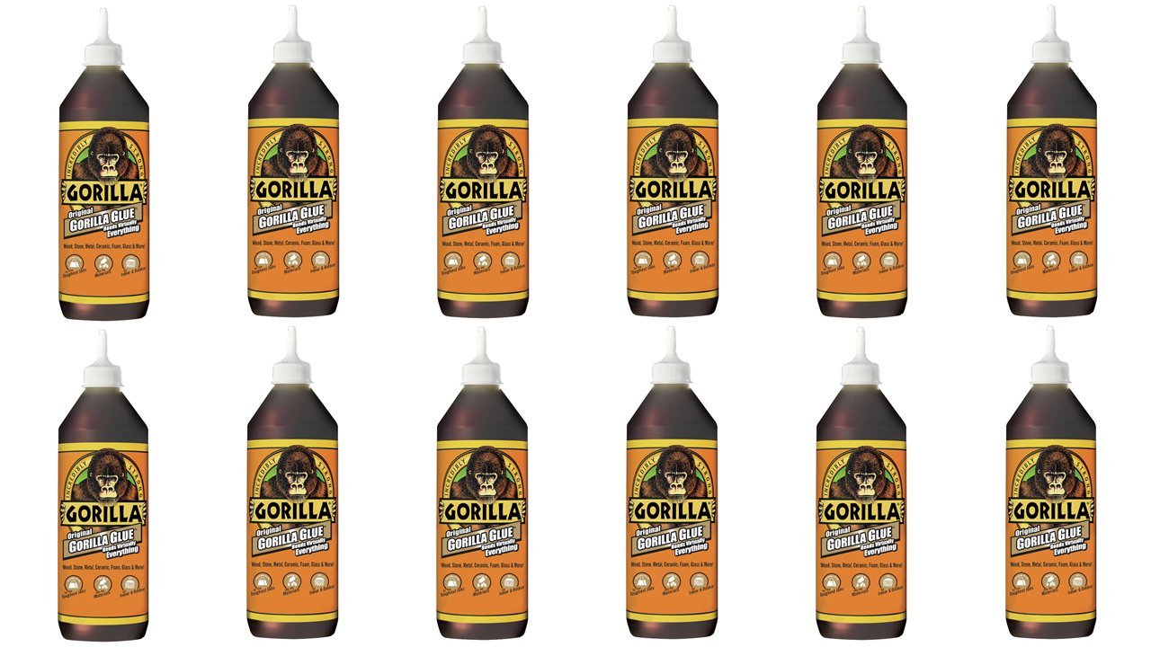 Gorilla Waterproof Polyurethane Glue, 36 oz, Brown, 12 Pack