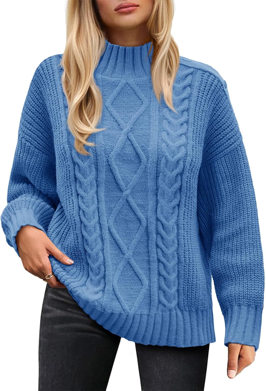 Saodimallsu Womens Oversized Cable Knit Sweater for Fall 2025