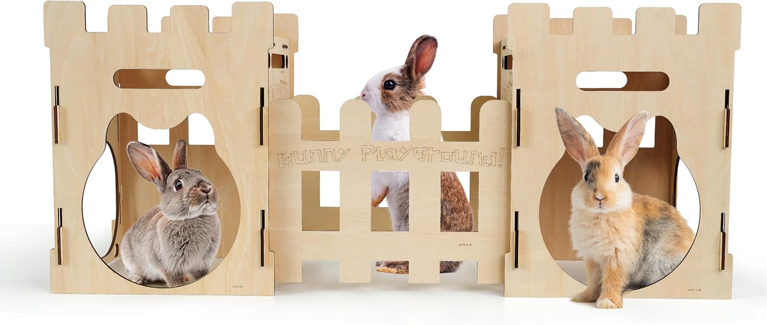 HIIMALEX Extra Large Bunny Castles Hideout for Indoor Bunnies