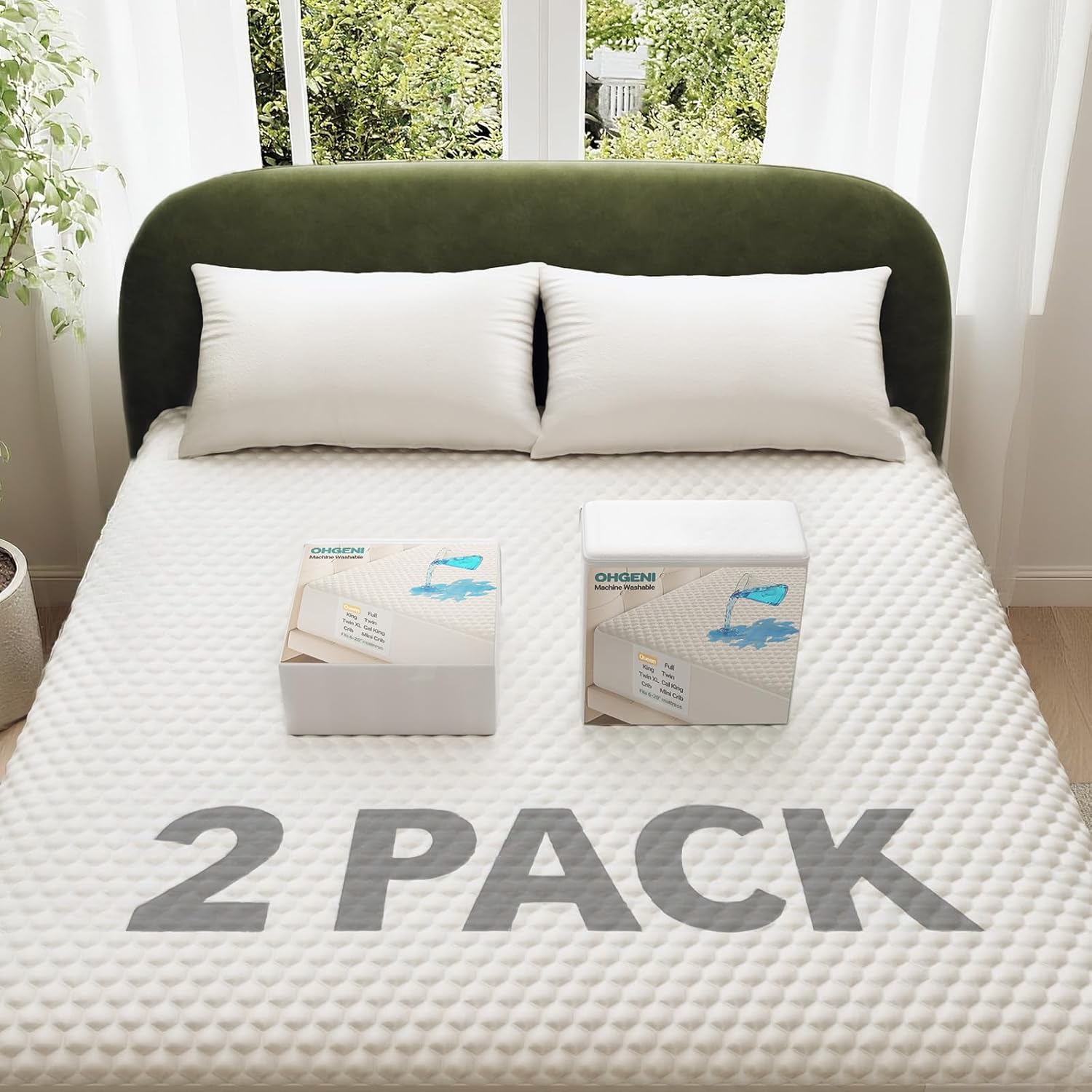 OhGeni Waterproof Mattress Protector for Full Beds - 2 Pack