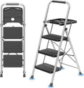 3 Step Ladder Folding Step Stool with Tool Platform - 600lbs Capacity