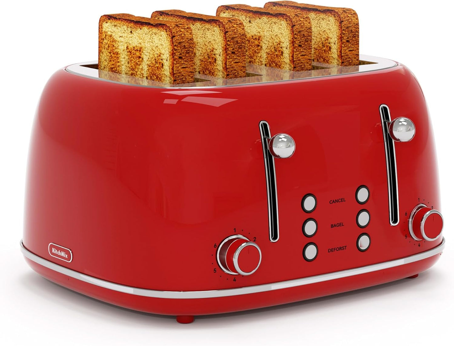 Retro 4 Slice Toaster with 6 Shade Settings for Perfect Toast