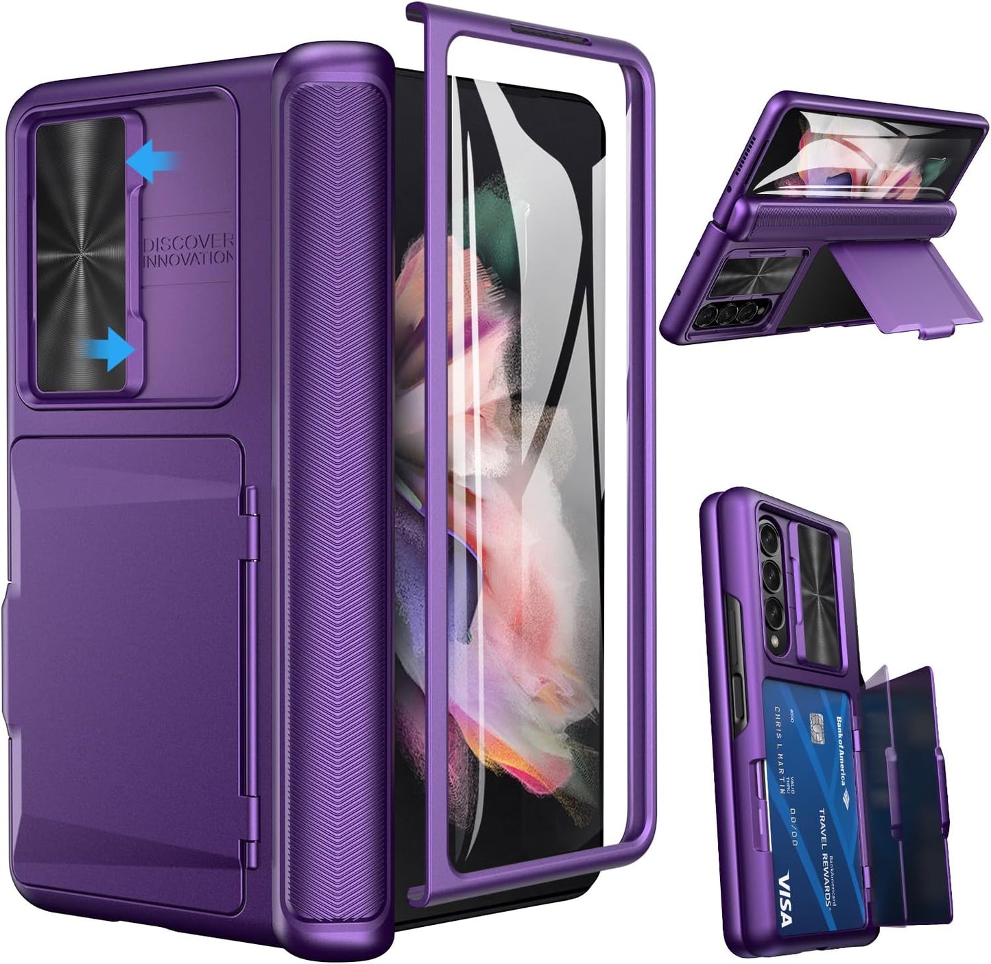 Samsung Galaxy Z Fold 3 Case with Card Holder & Camera Cover