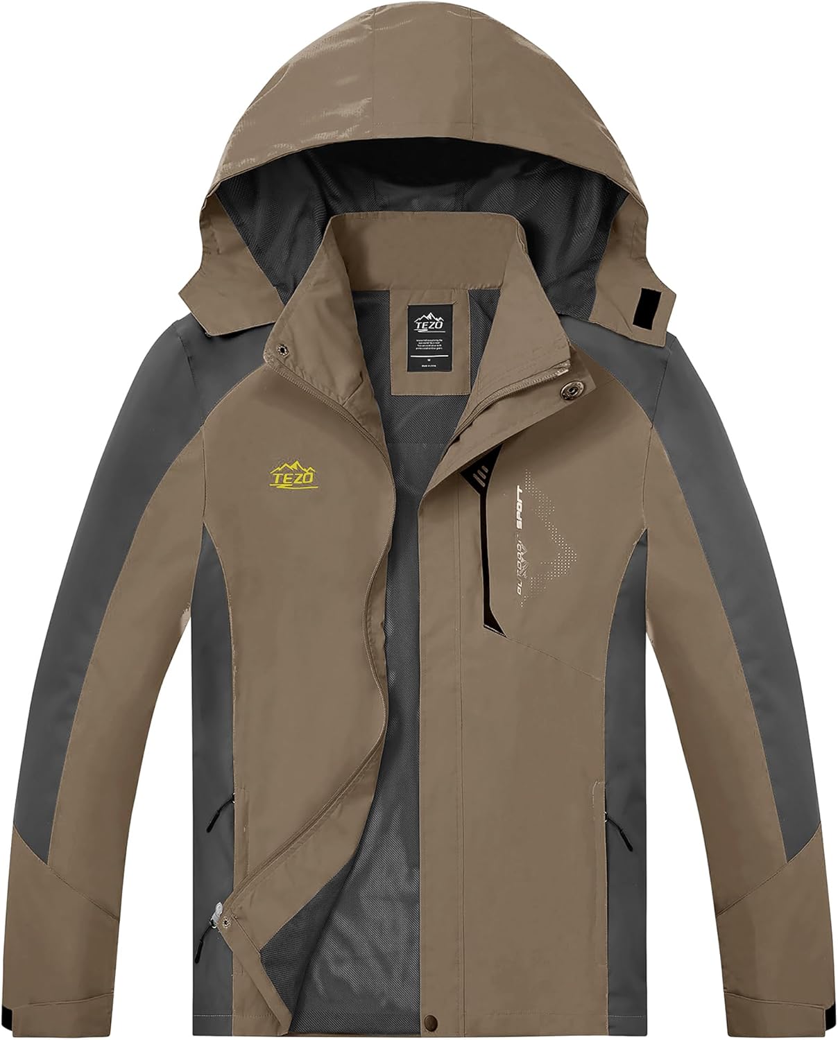 TEZO Mens Rain Jacket Waterproof Lightweight Windbreaker for Hiking