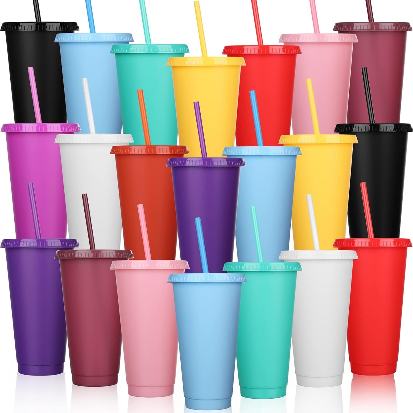 30 Pack Tumbler with Straw and Lid for Iced Coffee Lovers