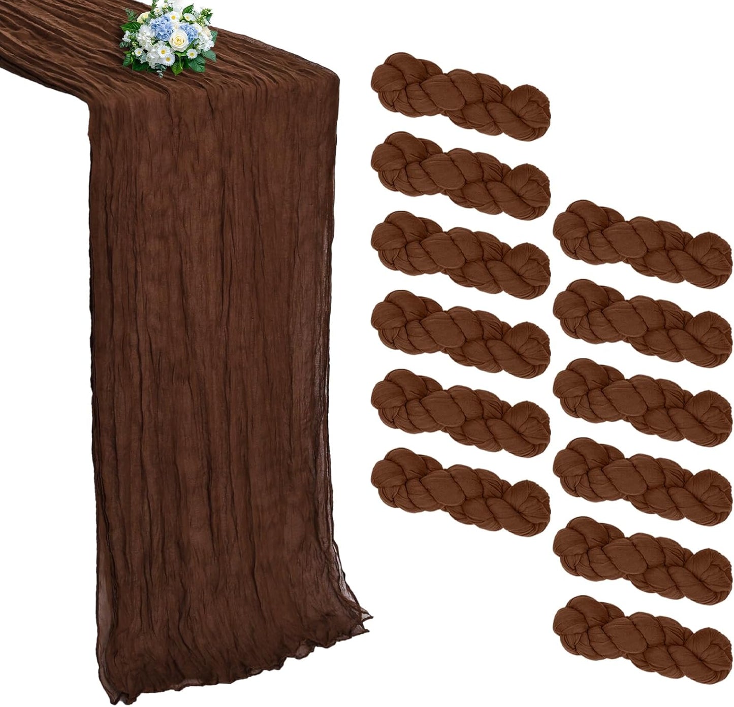 12 Pack Brown Cheesecloth Table Runner for Elegant Events