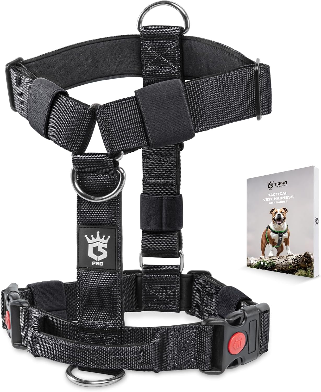 TSPRO Heavy Duty Tactical Dog Harness for Large Dogs, No Pull