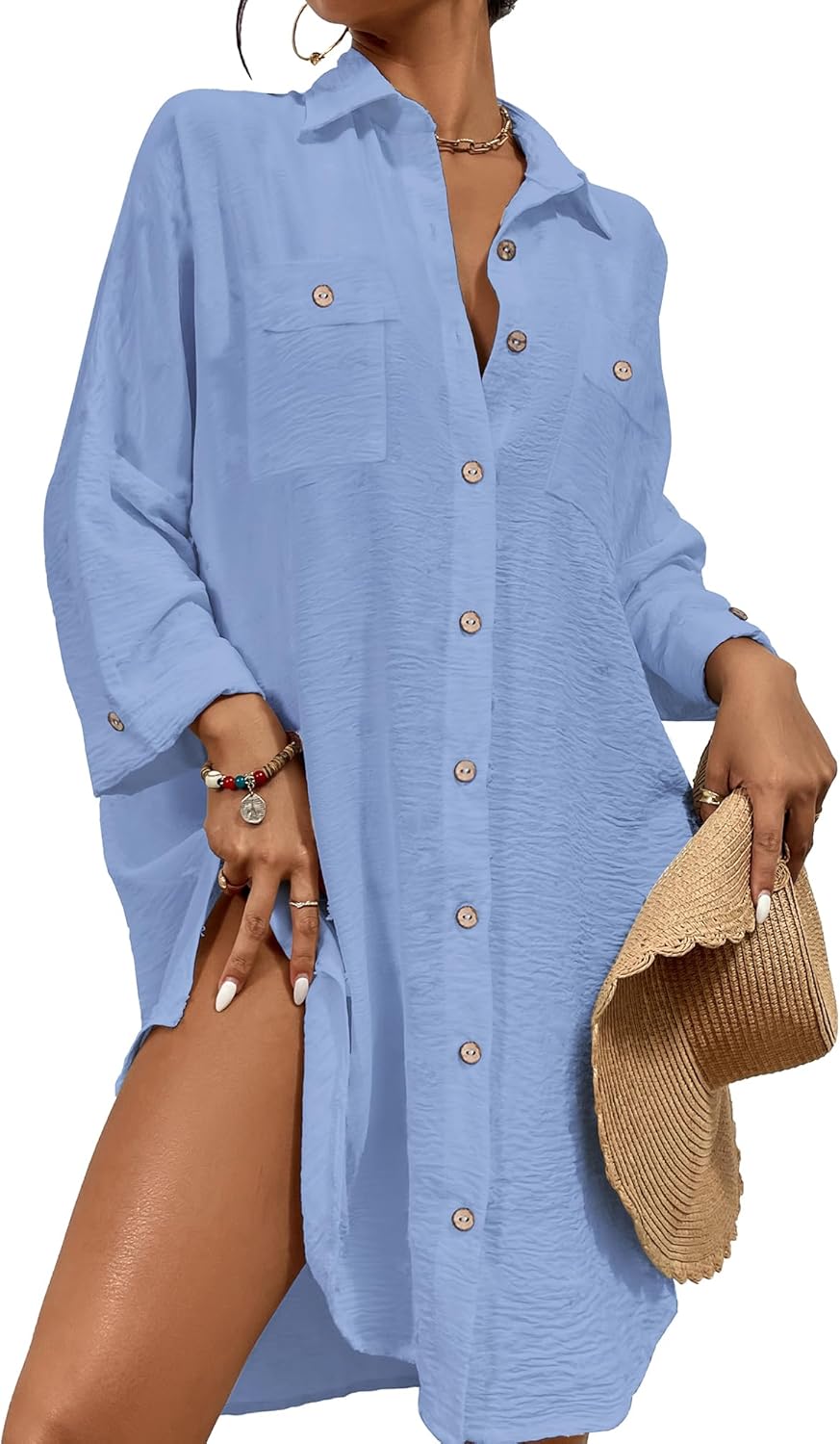 Bsubseach Womens Modern Swimsuit Cover Up Blouse for Beach