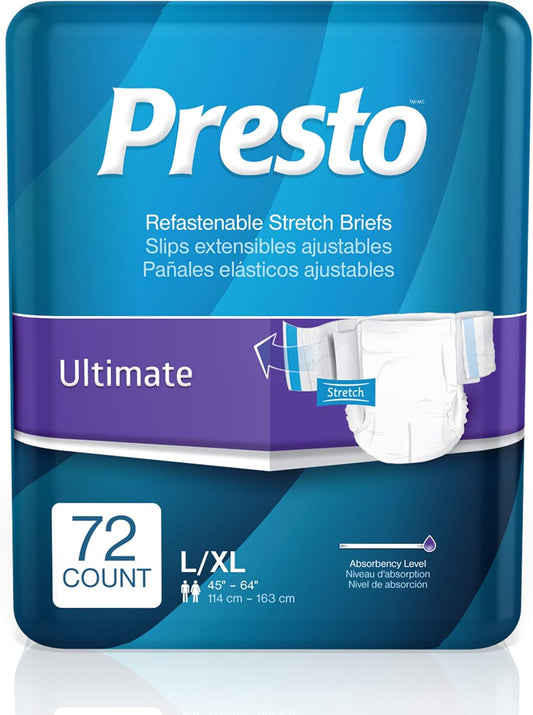 Presto Ultimate Absorbency Incontinence Diapers - Large/XL 72ct