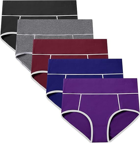 POKARLA Womens Cotton Underwear High Waist Full Coverage Briefs