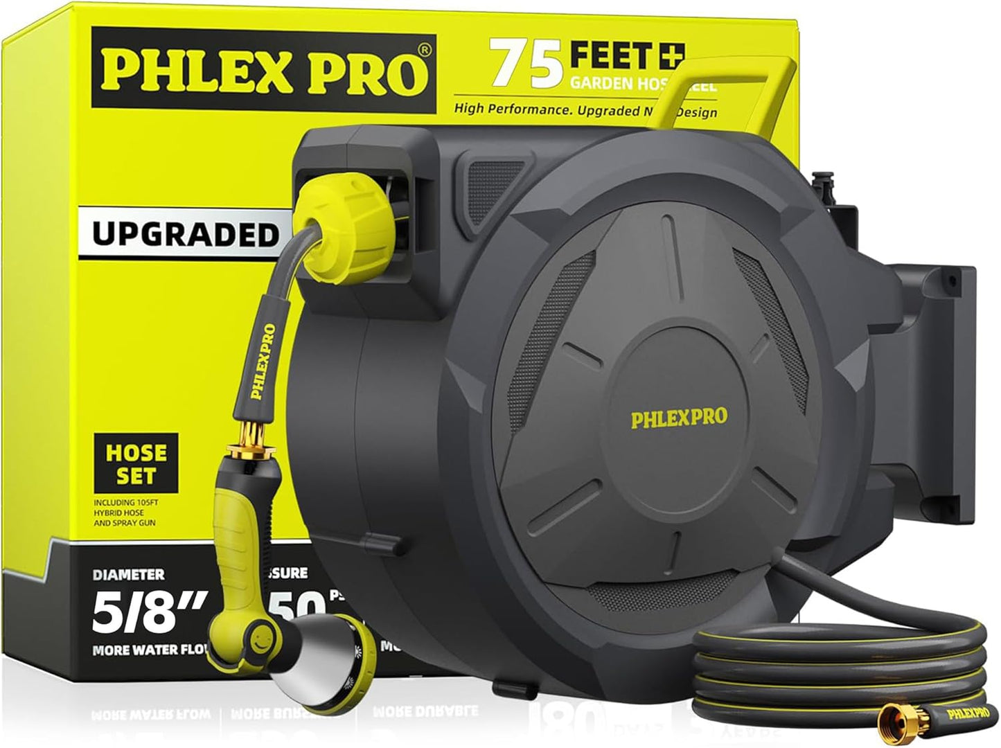 Retractable Garden Hose Reel 5/8 in x 75 ft for Easy Use