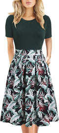 Women's Elegant Knee Length Vintage 50s A-Line Dress (Style 8L7V)