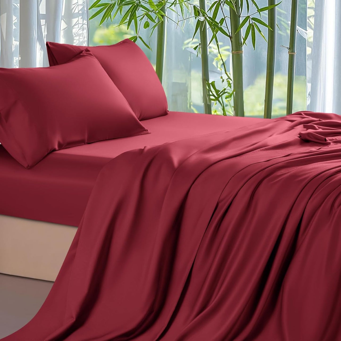 Ultra Cooling Bamboo Sheets King Size for Hot Sleepers - 4pcs