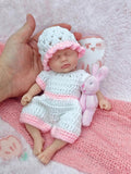 7 in Cute Miniature Silicone Full Body Reborn Baby Doll - Palm-Sized