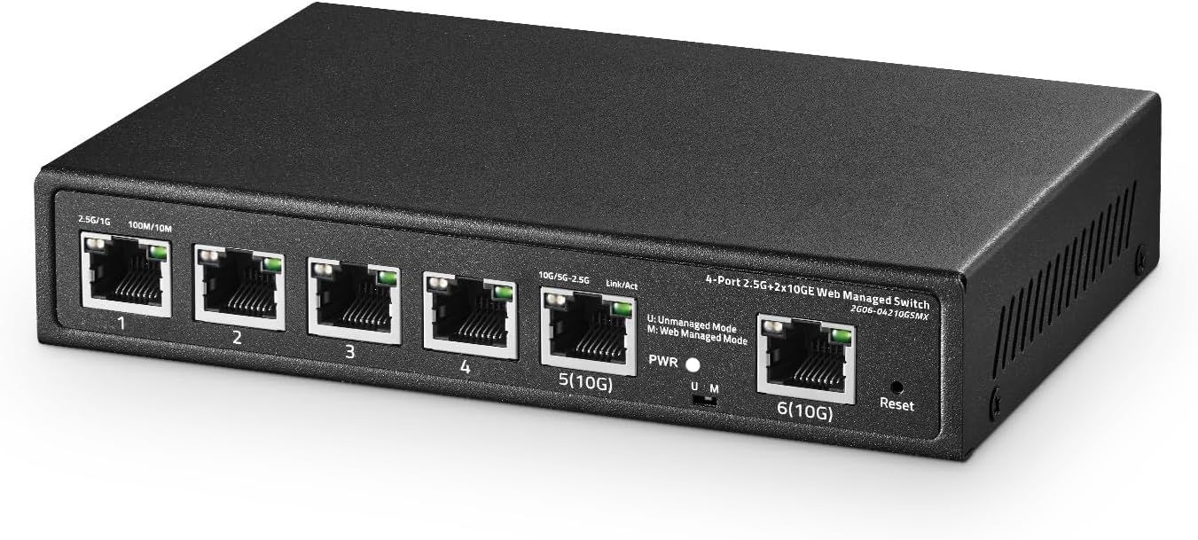 6 Port 10G Switch with 4 x 2.5G Ports for High-Speed Networking