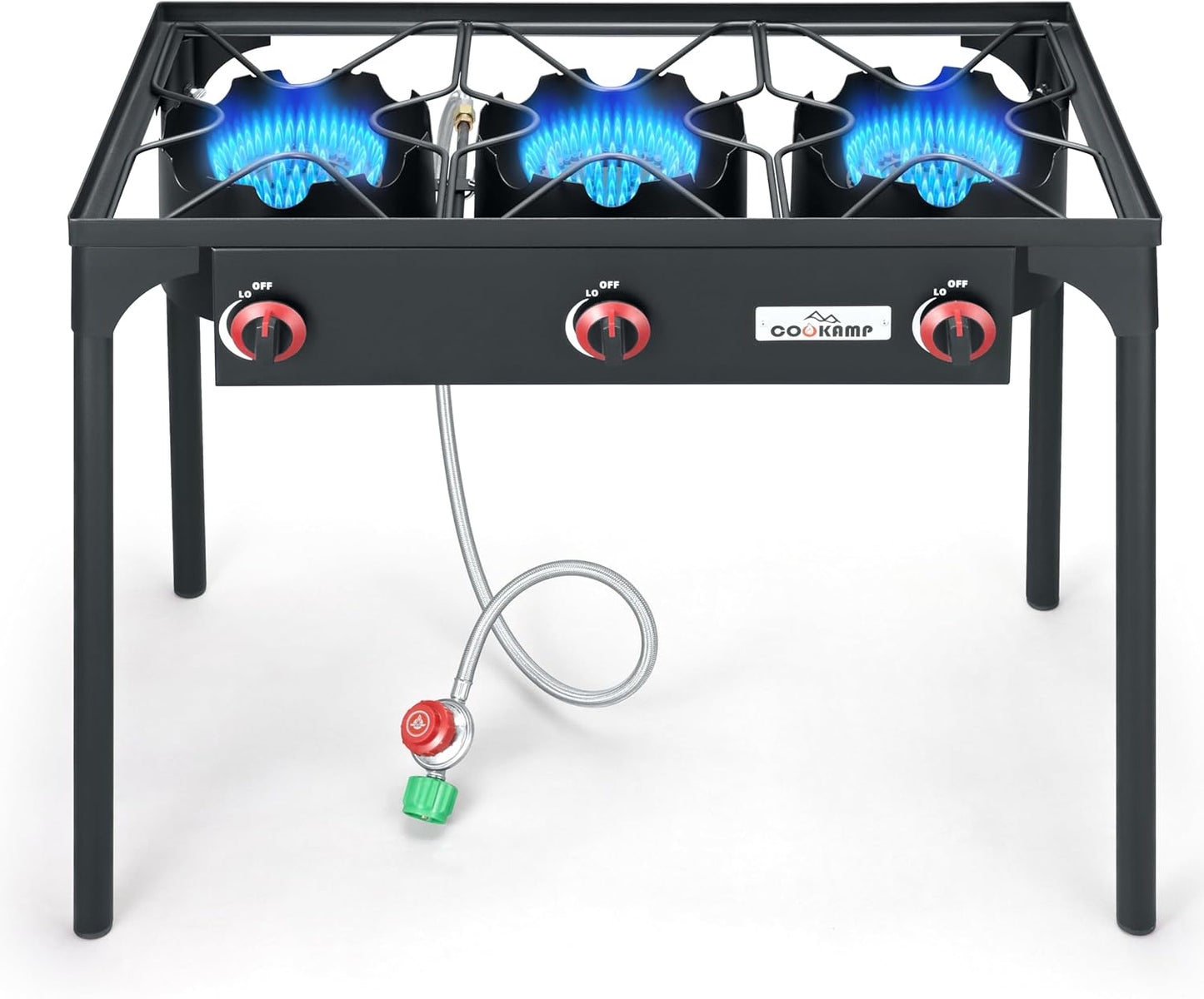 COOKAMP Triple Propane Burner - High Pressure & Adjustable Regulator