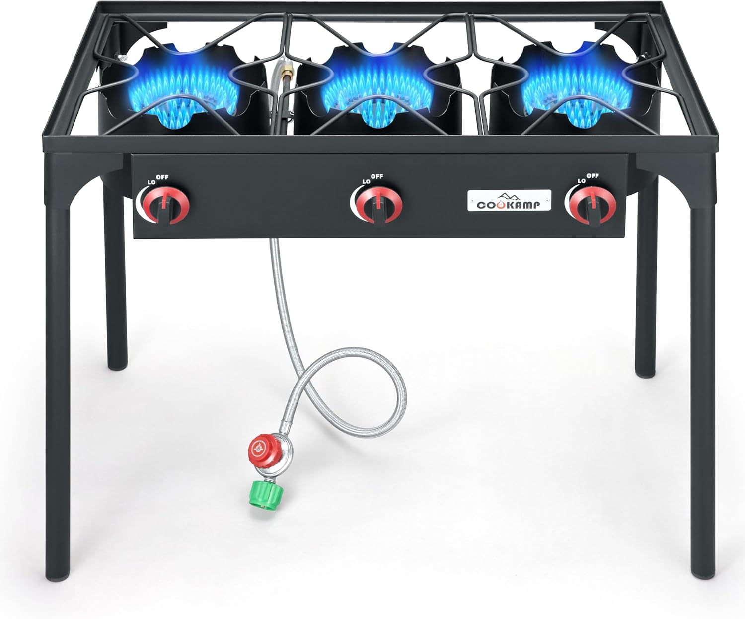 COOKAMP Triple Propane Burner - High Pressure & Adjustable Regulator