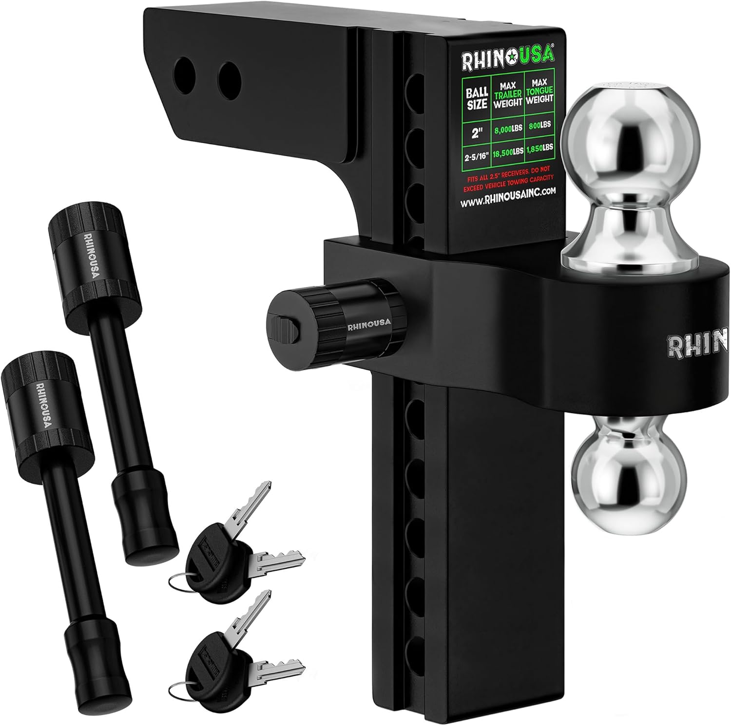 Rhino USA Adjustable Trailer Hitch for Heavy Duty Towing Needs