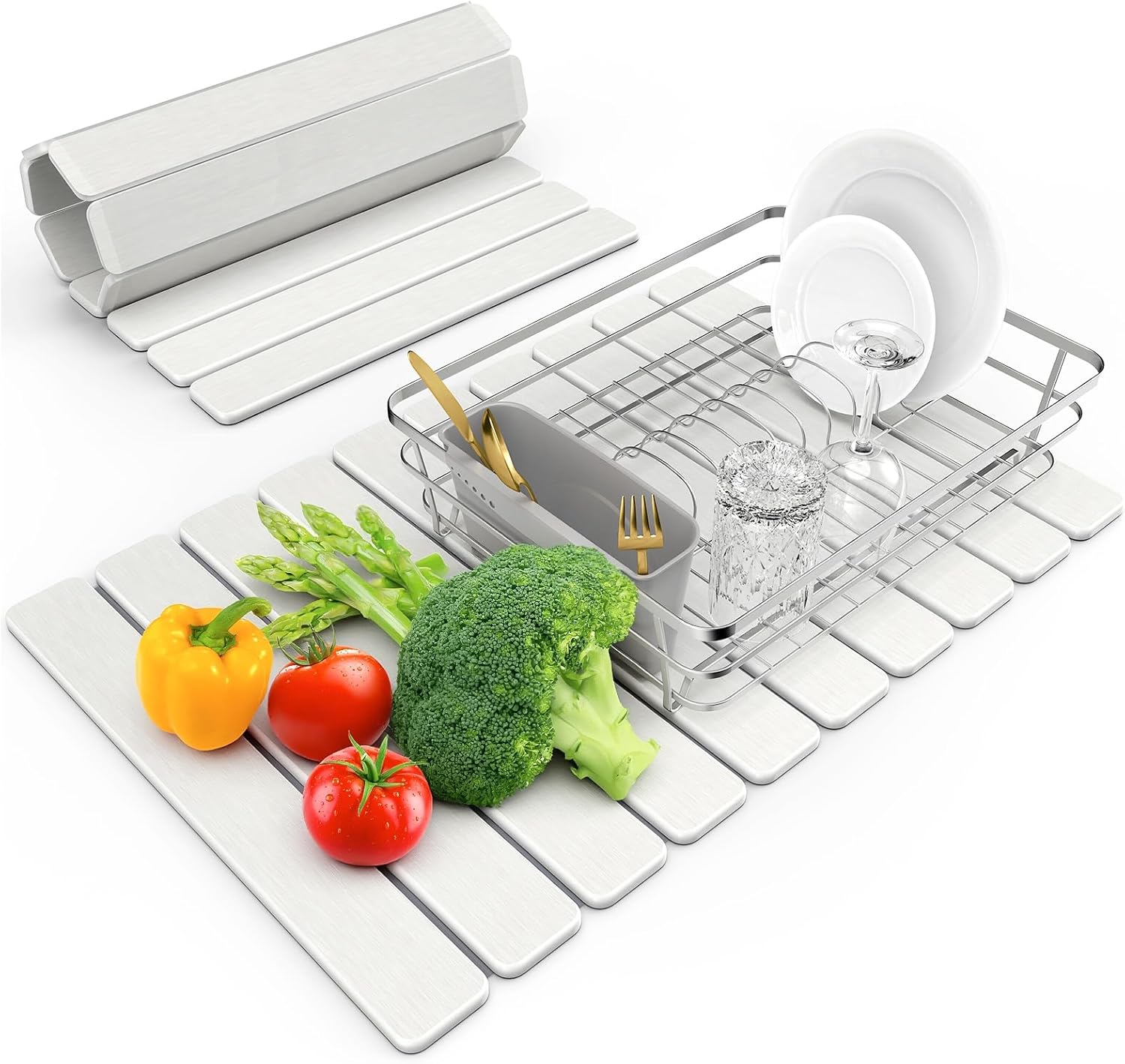 Large Stone Dish Drying Mat for Kitchen Counter, 24in x 16in