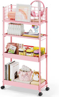 KINGRACK Slim Storage Cart 4-Tier Rolling Utility Cart - Narrow Space