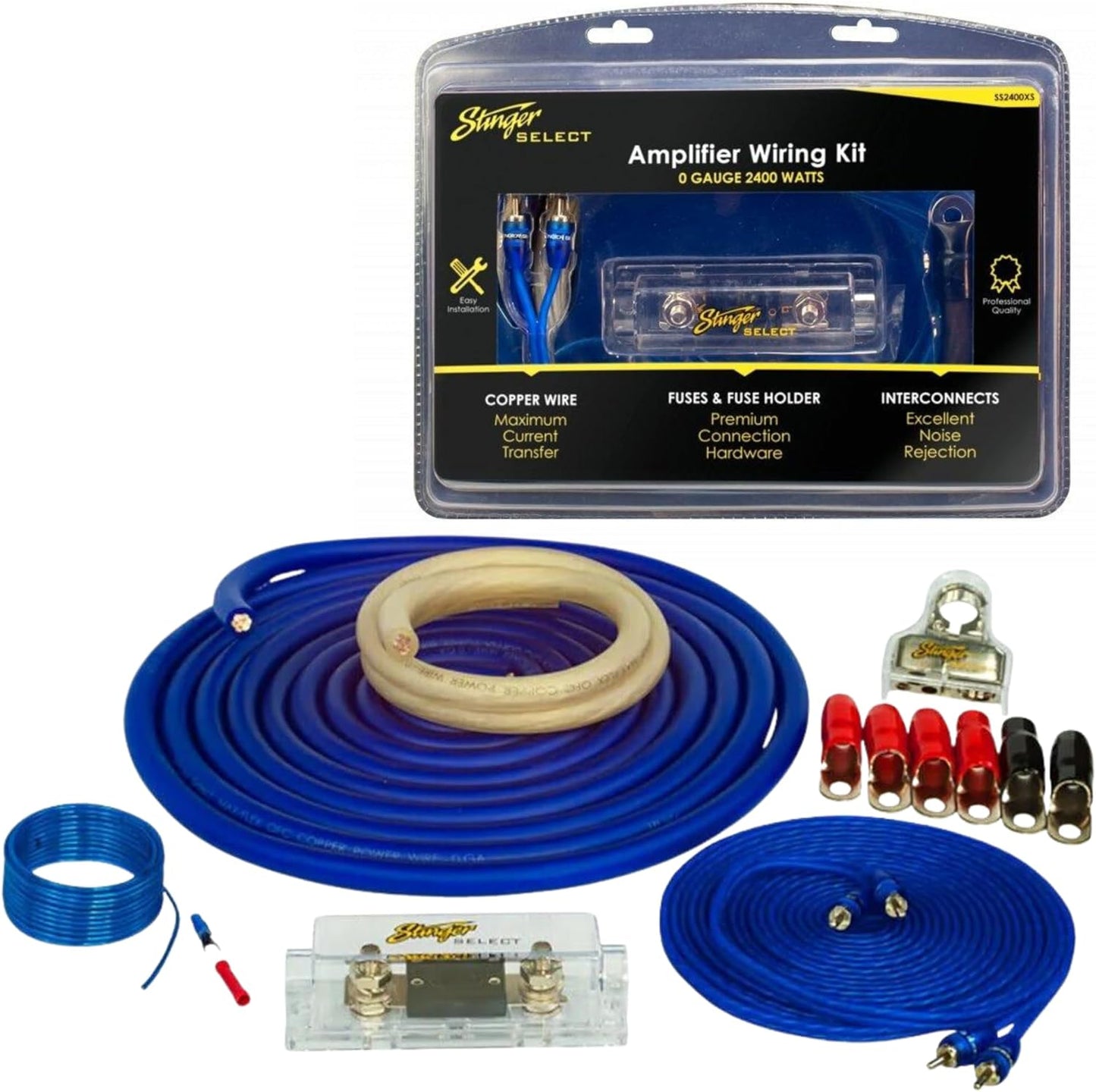 Stinger 1/0 Gauge Copper Amplifier Wiring Kit for Easy Setup