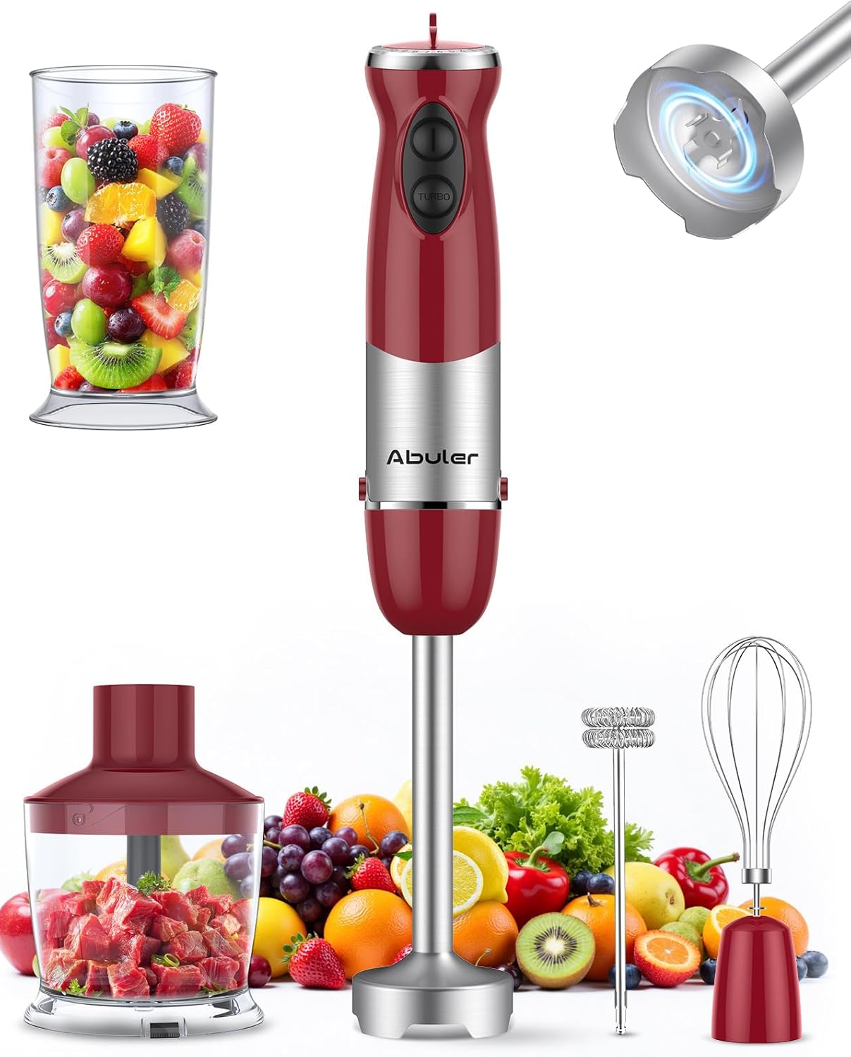 Powerful 1000W Immersion Blender Handheld 5 in 1 Kitchen Tool