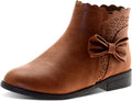 Girls Ankle Boots Kids Ankle Booties Bow Side Zipper Low Heel - Warm