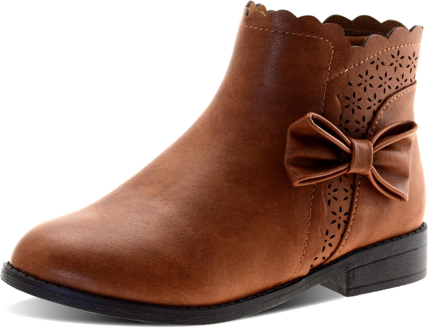 LseLom Girls Ankle Boots for Kids with Bow and Zipper