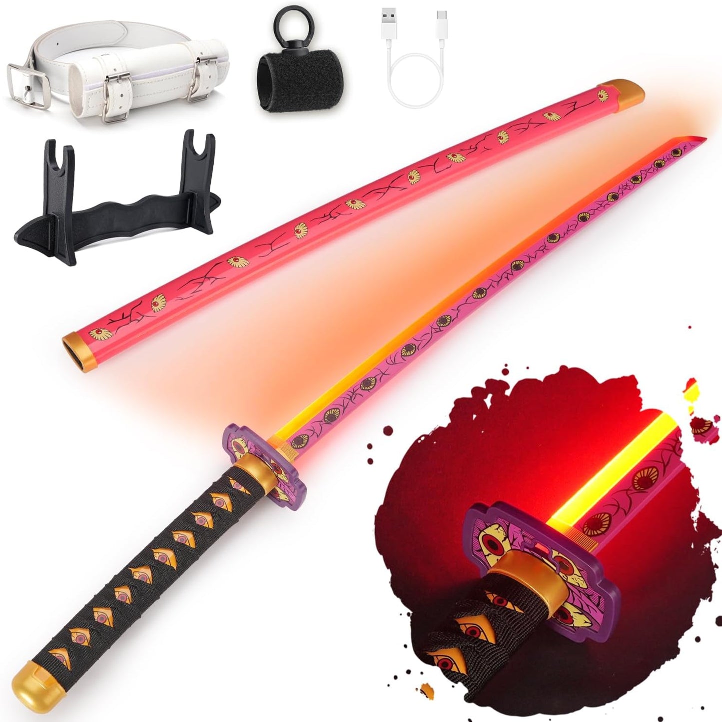 RENGENG Light Up Sword - 40 Inch Rechargeable Replica with Stand