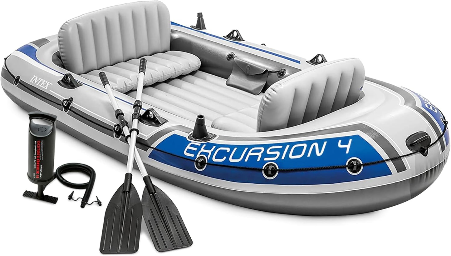INTEX Excursion 4 Inflatable Boat Set for Adventurous Families