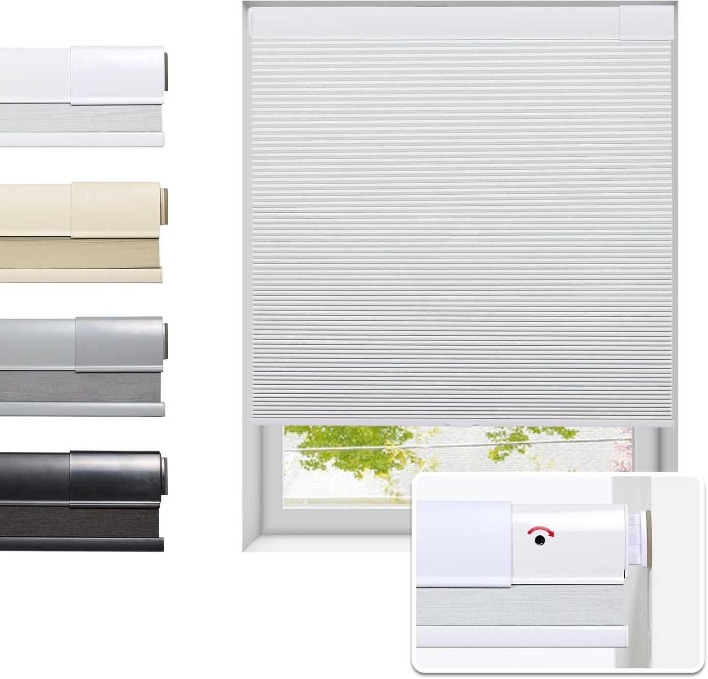 Cordless Honeycomb Blinds for Indoor Windows, Noise Reducing 25ft W