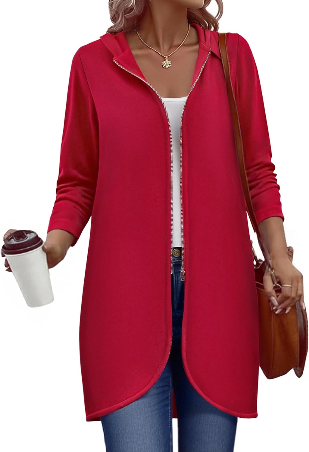 Zeagoo Women's Fall Jacket 2025 Zip Up Oversized Hoodie Tunic