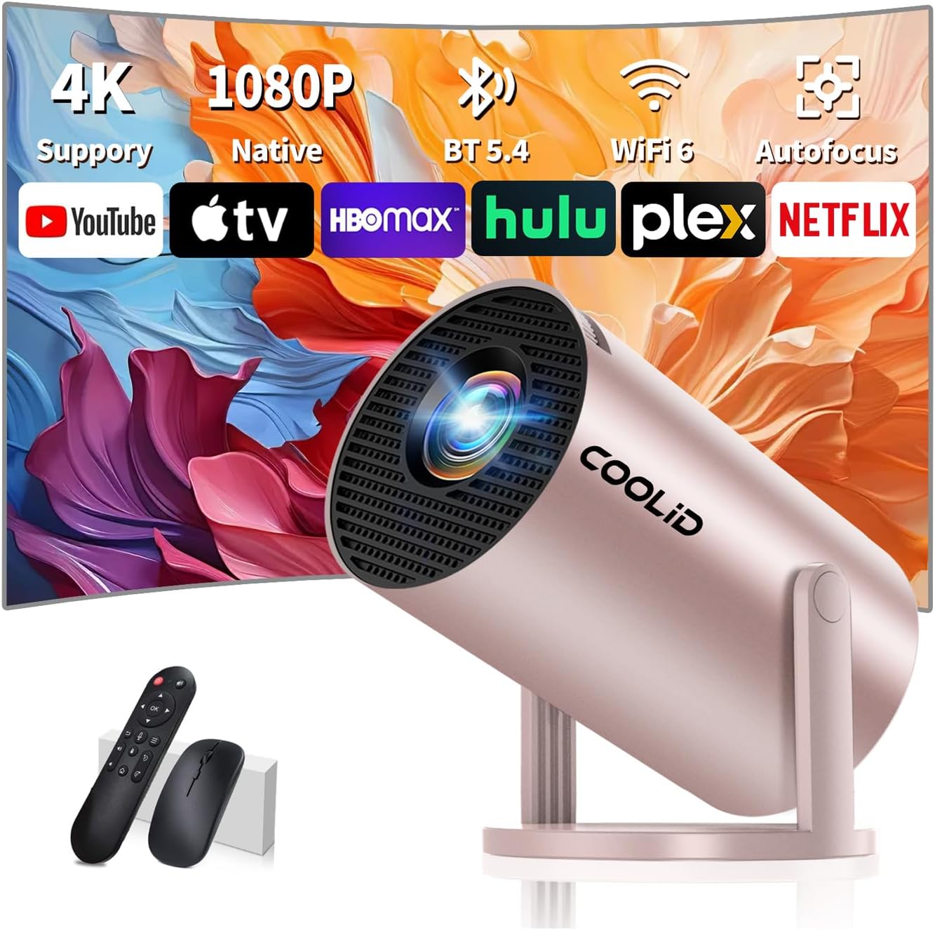 Mini Projector with 4K Support and Bluetooth 5.4 for Home Use