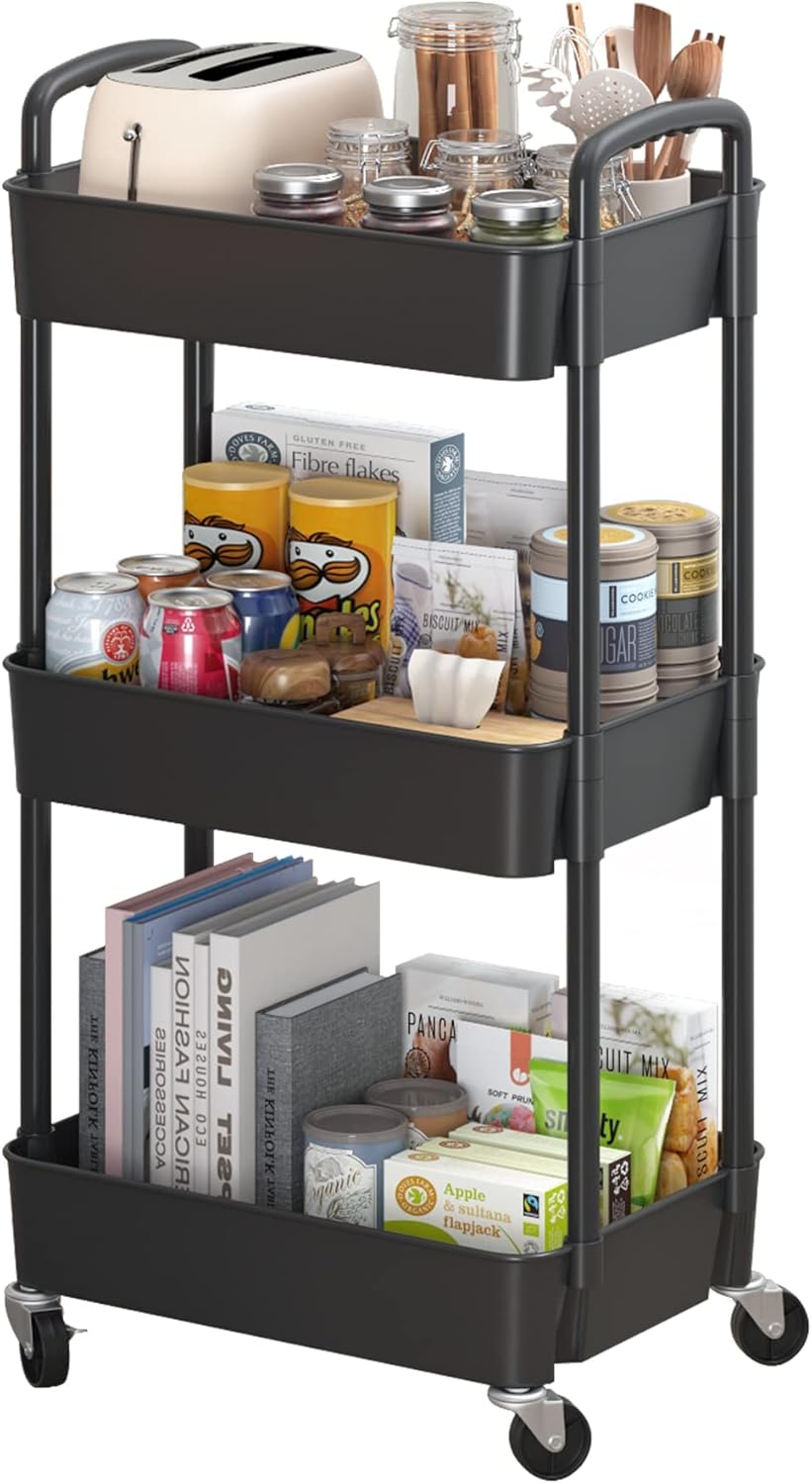 Sywhitta 3-Tier Rolling Utility Cart - Portable Storage Solution