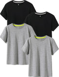 LAPASA Kids T-Shirts Short Sleeve 4 Pack - Soft Cotton Tees Shoes