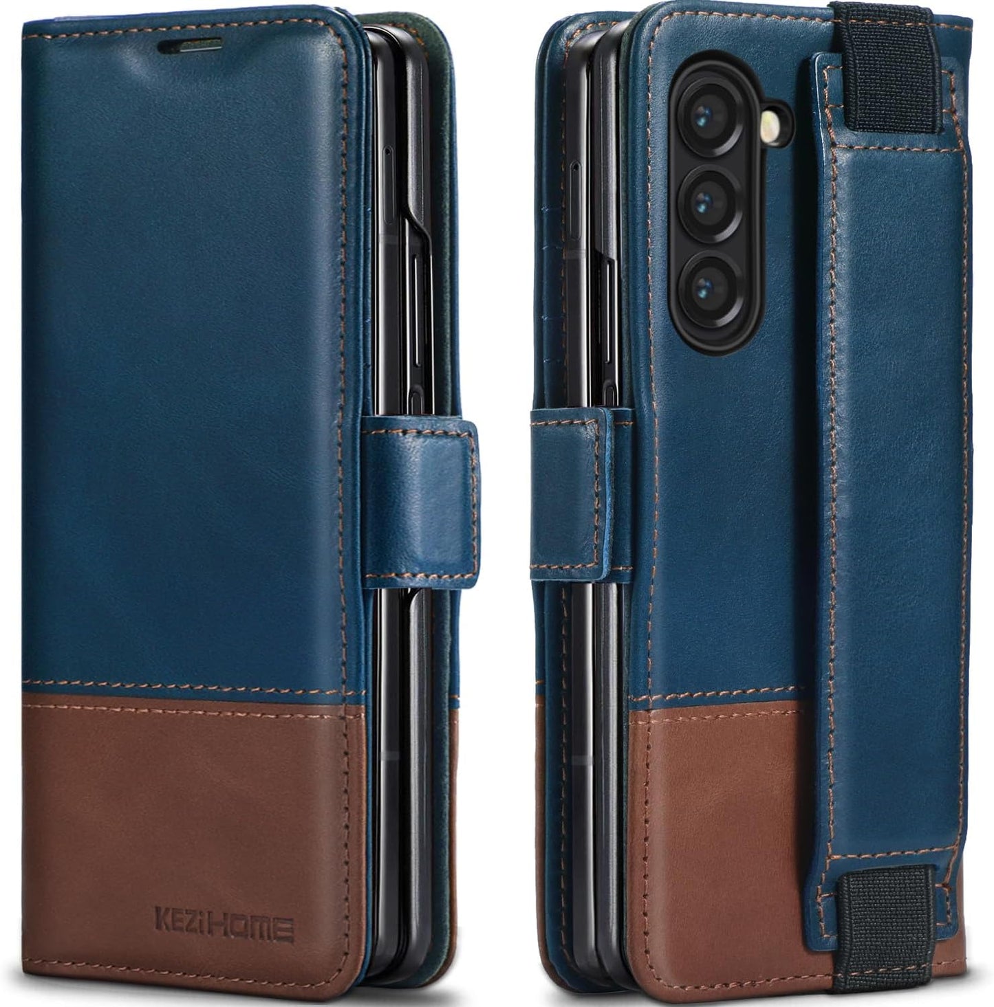 KEZiHOME Galaxy Z Fold 6 Case: Genuine Leather Wallet Cover