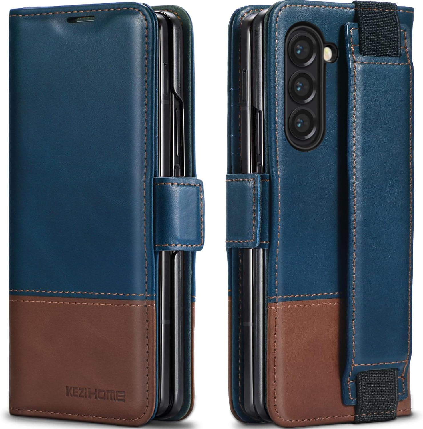 KEZiHOME Galaxy Z Fold 6 Case: Genuine Leather Wallet Cover