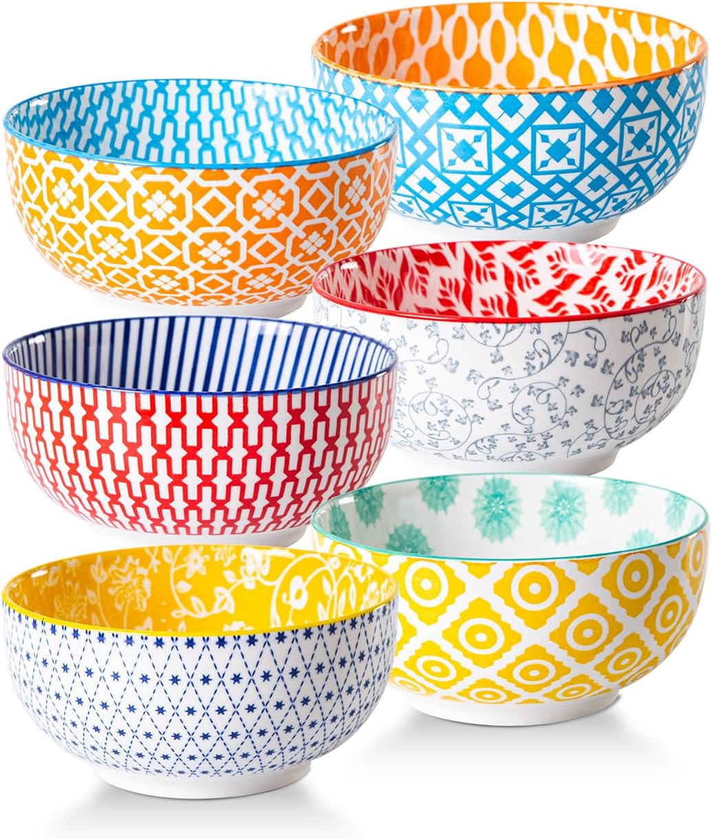 Versatile Ceramic Soup Bowls Set - 23 Oz Deep Cereal Bowls