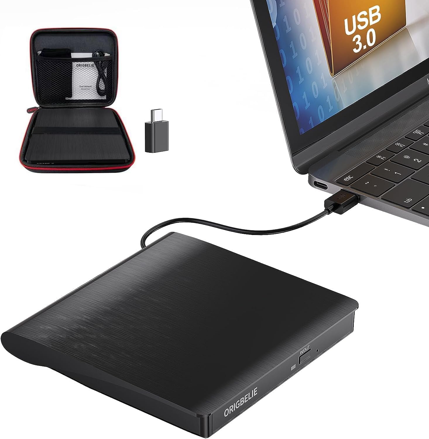 Portable USB 3.0 CD/DVD Drive, Plug & Play