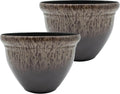 Pizzazz Decorative Round Flower Pots - Foggy Gray Pack of 2