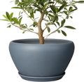 Ceramic Planter 13 in Gray - Large Indoor Pot with Drainage