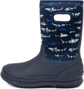 HugRain Toddler Kids Adorable Warm Neoprene Waterproof Rain Boots Boys