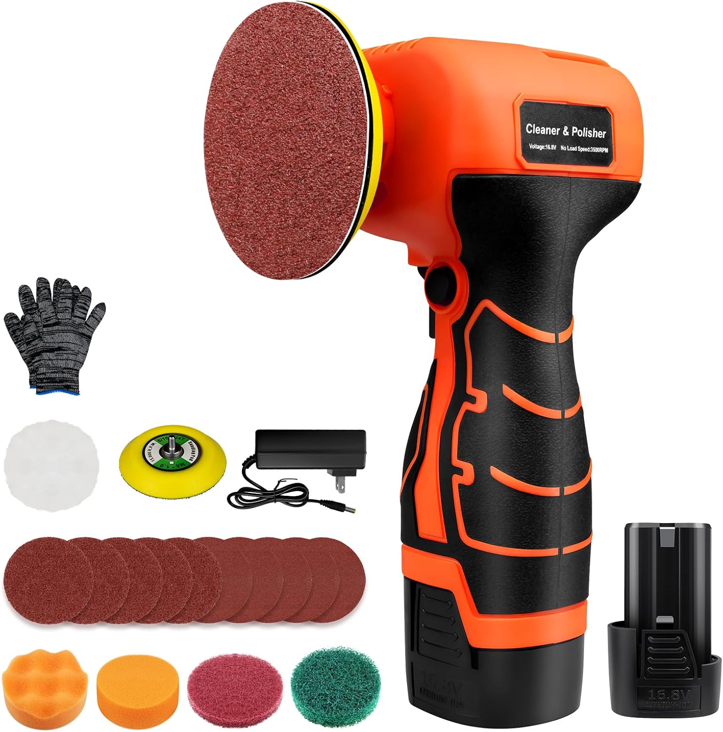 Cordless Sander with 16.8V Battery for Polishing and Cleaning