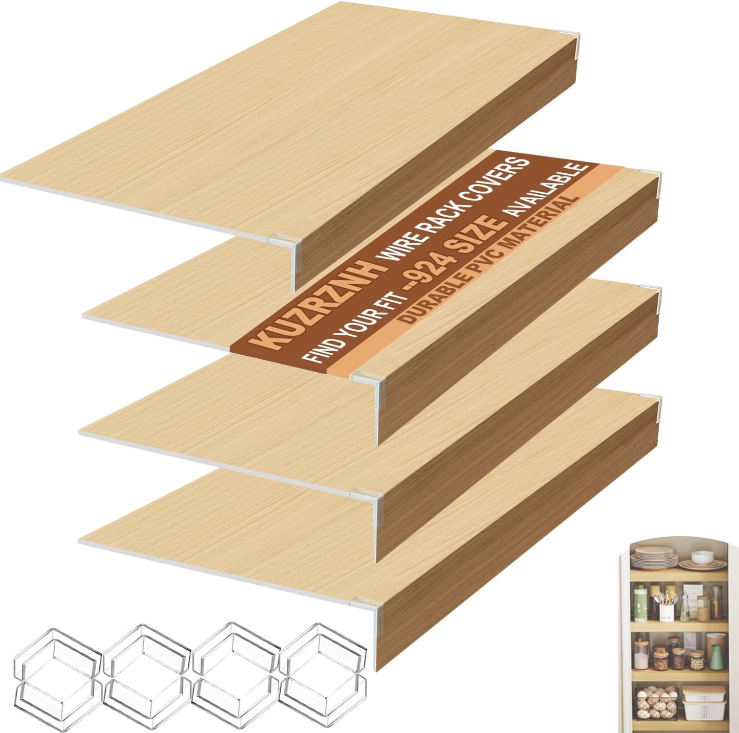 Wire Shelf Covers 4Pcs - Durable PVC for Stylish Organization