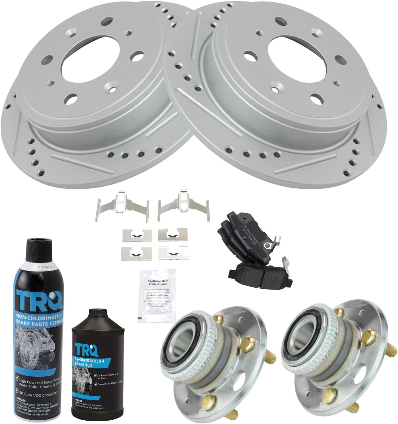 TRQ Rear Brake Pad & Rotor Kit for Acura and Honda Vehicles