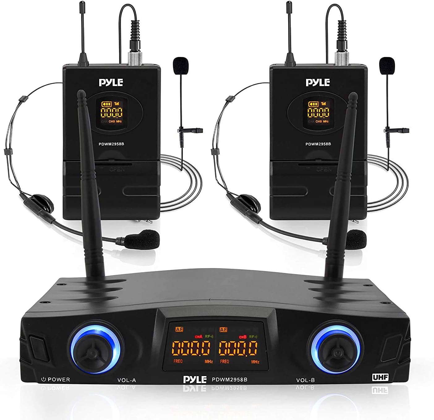PYLE Compact UHF Wireless Microphone System for Home PA Use