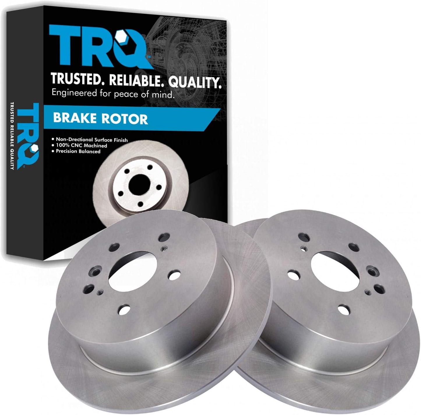 TRQ Rear Brake Rotors Set Solid for 2009-2015 Toyota Venza