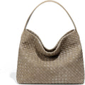 Women's Braided Leather Tote Bag Stylish Suede Hobo Shoulder Bag