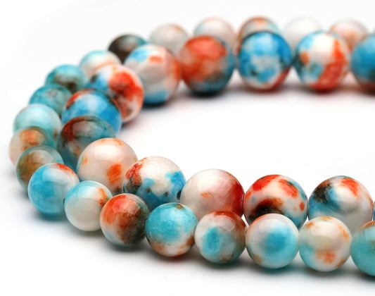 Blue-Orange Jade Beads for Stunning Jewelry