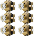 Orger Octagonal Crystal Door Knobs 6 Pack - Vintage Glass Privacy Set